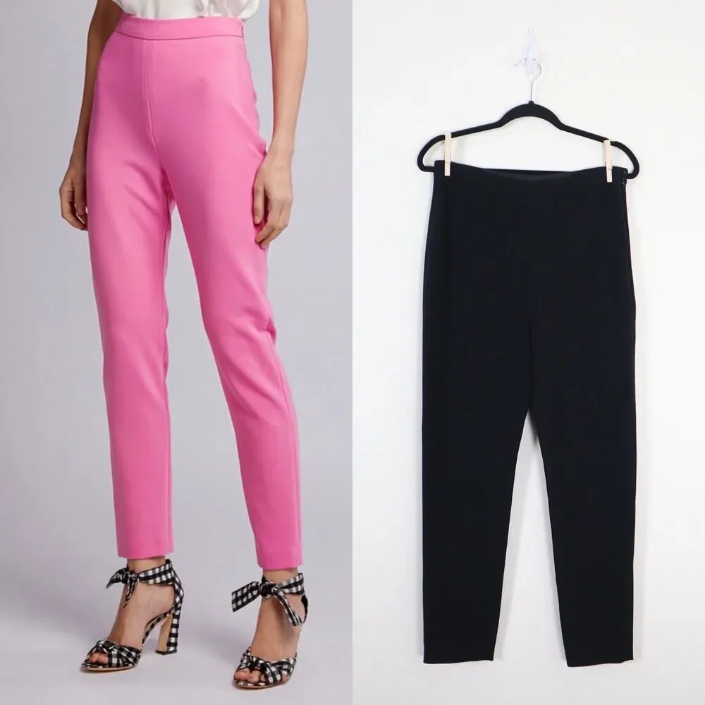 crepe cigarette trousers Brandon Maxwell Size 10 Crepe Cigarette Pants Side Zip Black High Rise